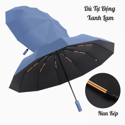 Dù Che Nắng Mưa Bấm Tự Động 12 Nan Kép Chống Thấm Nước Chống Tia UV Nhỏ Gọn Tiện Lợi