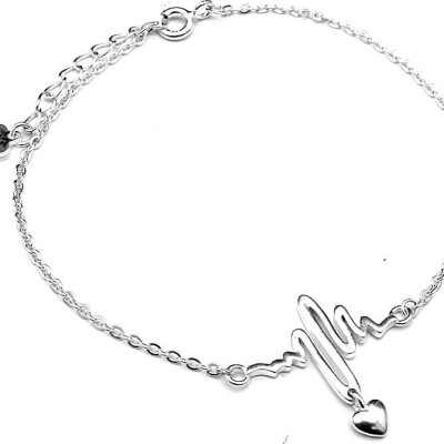Lắc Tay Nữ Bạc Hiểu Minh LTU294 nhịp tim bạc ý