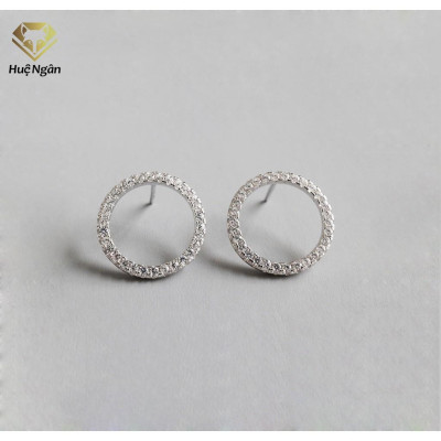 Bông tai bạc Ý 925 Huệ Ngân - Hình tròn xinh xắn RYE140975