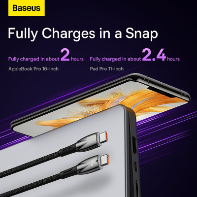 Cáp Sạc Nhanh Công Suất Cao Baseus Glimmer Series Fast Charging Data Cable Type-C to Type-C 100W - Hàng chính hãng