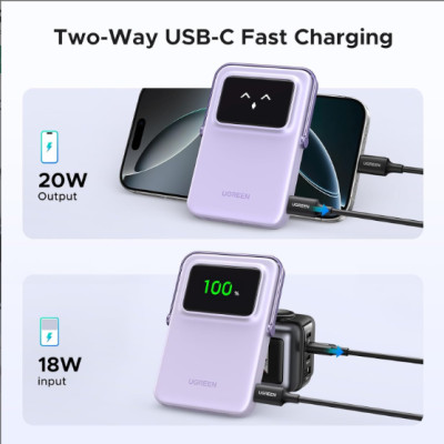Pin Sạc Dự Phòng Không Dây M.agsafe Uno Magnetic Ugreen PB571 5000mAh, Chuẩn Qi 7.5W - Hàng chính hãng