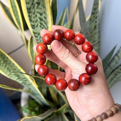 Vòng Gỗ Tử Đàn Ấn 16li - Vòng đeo tay Cao Cấp Tiểu Diệp Lá Nhỏ Kim Sa Nhiều Sao Phong Thủy