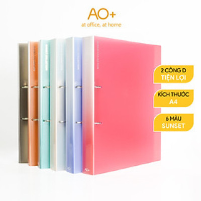 Bìa file còng A4 Sunset đựng tài liệu AO+, bìa nhựa PP 2 còng nhẫn D chắc chắn (3.5cm/5cm) SB211/SB212