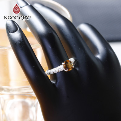  Nhẫn bạc nữ đá Citrine mệnh thổ, kim - Ngọc Quý Gemstones