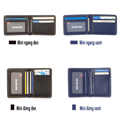 Ví da nam, bóp da nam mini Bụi Leather V115 - Da bò Nappa cao cấp - Bảo hành 12 tháng