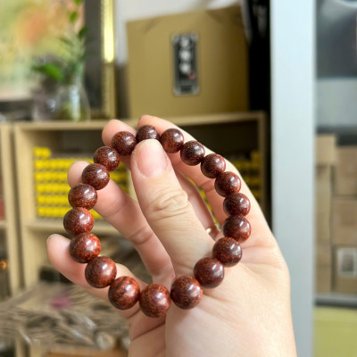 Vòng Gỗ Tử Đàn Ấn 10li - Vòng đeo tay Cao Cấp Tiểu Diệp Lá Nhỏ Kim Sa Nhiều Sao Phong Thủy