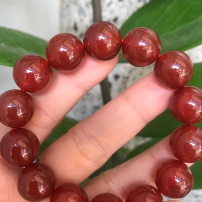 VÒNG TAY ĐÁ MÃ NÃO ĐỎ ĐẸP 14MM NAM MẠNG HOẢ MẠNG THỔ - S1