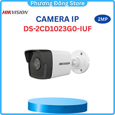 Camera IP Hikvision  Trụ 2MP DS-2CD1023G0-IUF tiêu chuẩn ngoài trời IP67, tích hợp mic trên camera - Hàng Chính Hãng 