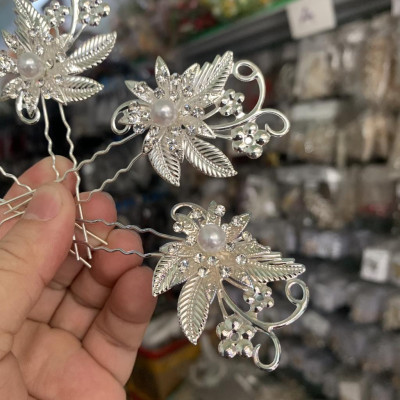 Bộ 5 trâm u đính hạt trai hợp kim cài tóc cô dâu Giangpkc 10/2021 -02