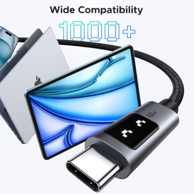 Cáp sạc nhanh USB Type C 100W 5A có đèn led Ugreen 45612 (Dài 0.5m) - Hàng chính hãng