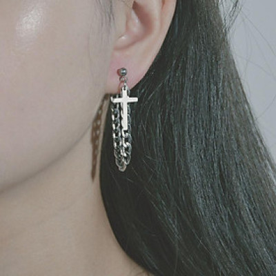Bông tai unisex thả thập tự bán chạy xuyên biên giới