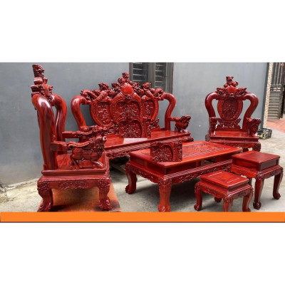 Bộ Bàn Ghế Nghê Phượng Gỗ Lim tay 12