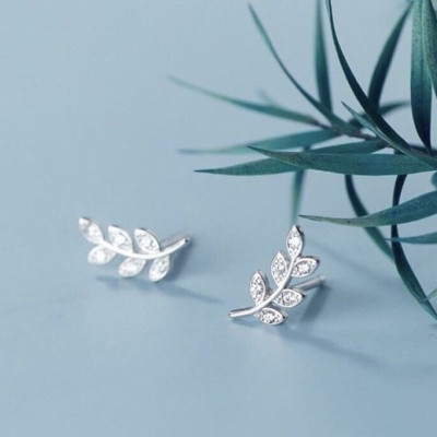 Hoa Tai Nhành Lá XinhBạc Hiểu Minh HT286