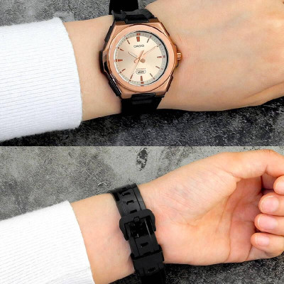 Đồng Hồ Nữ Dây Nhựa Casio Standard LWA-300HRG-5EVDF Chính Hãng - LWA-300HRG-5E Gờ Kim Loại
