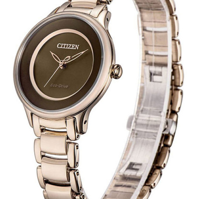 Đồng Hồ Nữ Citizen Dây Thép Không Gỉ EM0382-51W - Mặt Nâu (Sapphire)