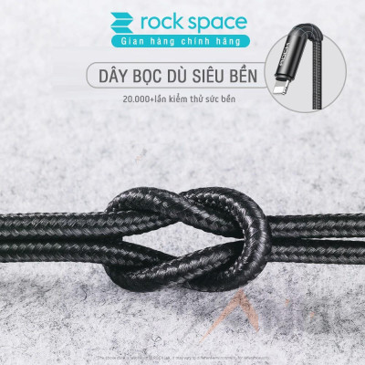 Dây Sạc Rockspace R2 dành cho Ip sạc nhanh PD 18W ,dây dù - Hàng chính hãng
