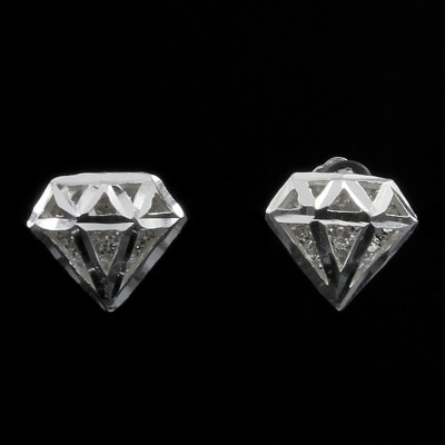 Bông Tai Hoa Tai Bạc Hiểu Minh HT310 Hình Viên Kim Cương Phay Bạc Ta