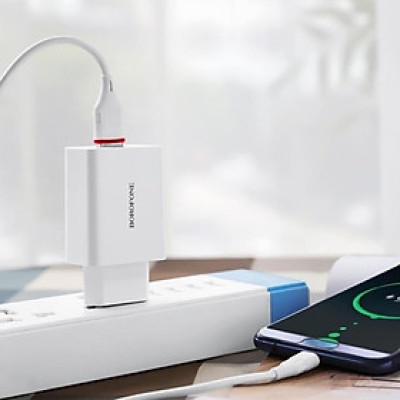 Cốc sạc nhanh Borofone 18w BA21A cổng USB - Hàng chính hãng