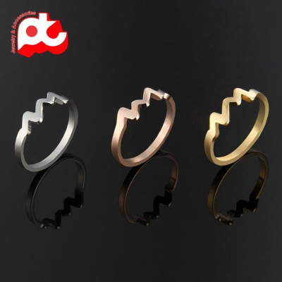 Nhẫn titan nữ cao cấp kiểu nhịp tim thép không gỉ titanium trangsucpt 3 màu NNUT51