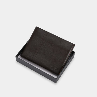 Ví nam da bò cầm tay chữ nhật hoạ tiết đường kẻ dọc IDIGO MW1 - 5059