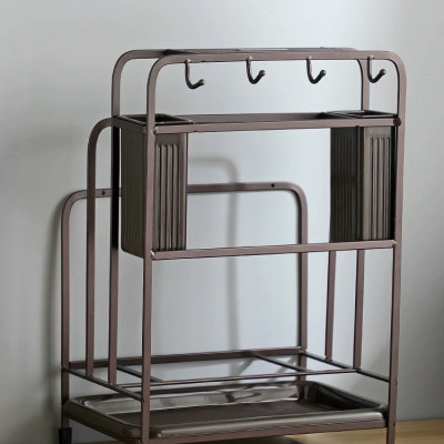 GIÁ KỆ ĐỂ DAO THỚT SƠN TĨNH ĐIỆN CARBON ĐEN CÓ ÔNG CẮM ĐŨA CAO CẤP