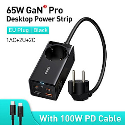 Củ Sạc Siêu Nhanh 100w Gan 3 Pro Baseus Desktop Power Ship Tích Hợp AC – Type C – USB Cho Máy Tính, Laptop, Điện Thoại - Hàng Chính Hãng