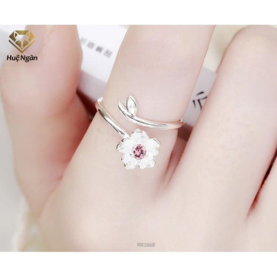 Nhẫn bạc Ý 925 Huệ Ngân - Hoa anh đào RR1668