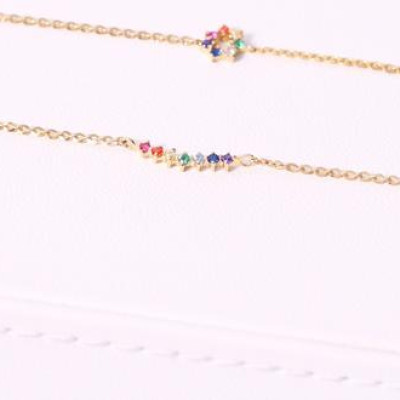 Lắc tay bạc cao cấp cầu vồng hoa Gix Jewel LT09