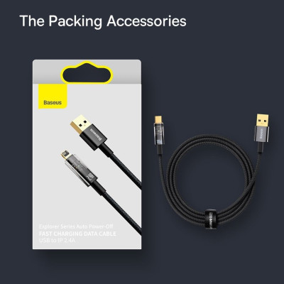 Cáp Sạc Baseus Explorer Series Auto Power-Off Fast Charging Data Cable USB to Type-C 100W Tự Ngắt, truyền dữ liệu, sạc nhanh, có đèn led- Hàng chính hãng