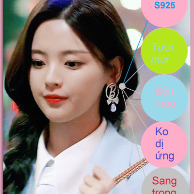 Bông tai nơ sang trọng phong cách hàn quốc phụ kiện xinh - không dị ứng