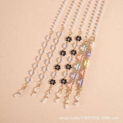 Dây đeo mắt kính dây đeo gọng kính mix chuỗi hoa châu ấn tượng phụ kiện kính dây đeo khẩu trang đa năng đa phong cách
