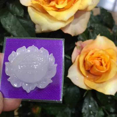 MẶT DÂY CHUYỀN BÔNG SEN TRẮNG TINH BÓNG ĐẸP 100% ĐÁ CẨM THẠCH TỰ NHIÊN NỮ MỆNH KIM THỦY 28MM