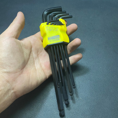 Bộ lục giác Kiotool 9 chi tiết đầu bi hệ Mét 1.5 -10 mm thép CRV cao cấp