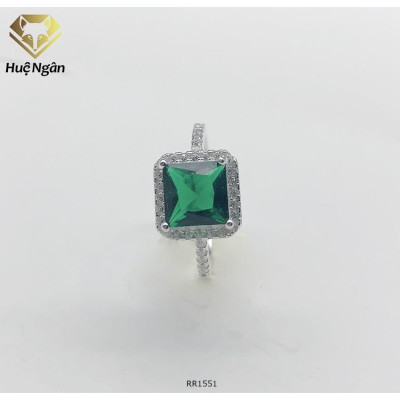 Nhẫn bạc nữ S925 Huệ Ngân - Mặt vuông cá tính RR1551