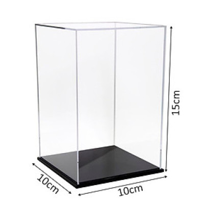 Hộp mica Enter BOX107 10x10x15cm mica dày 2mm, đế đen 5mmx2 chữ nhật đứng, Hộp trưng bày mô hình, Hộp mica trong chống bụi