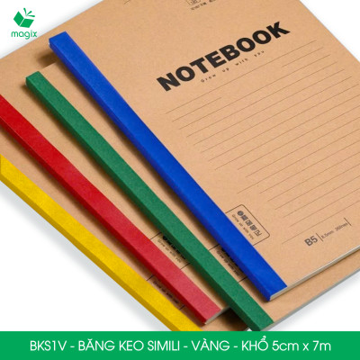 BKS1V - 1 cuộn băng keo Simili khổ 5cm x 7m - Vàng - Băng dính dán gáy sách, đóng cuốn