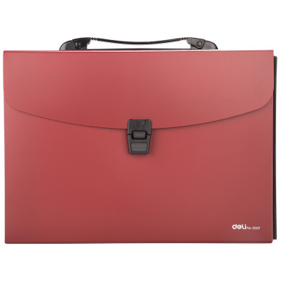 Cặp Tài Liệu A4 13 Ngăn Deli, Đen/Xanh/Đỏ/Xanh Lá - 1 Chiếc - E5557