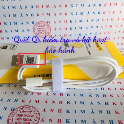 Dây sạc nhanh Pisen Mr White 3A, chân cắm Type-C 1 mét ( TC25-1000), Hàng chính hãng check Qr bảo hành 18 tháng