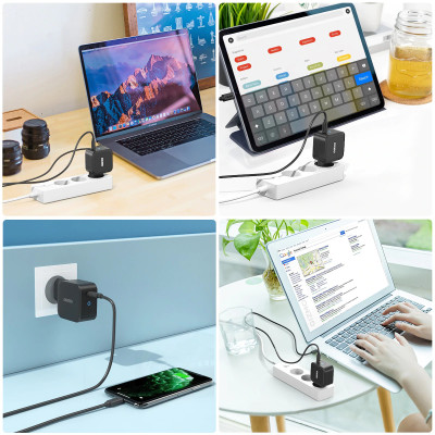 Adapter củ cóc sạc nhanh 61W PD Type-C hiệu CHOETECH Q6006 cho điện thoại / iPad / Macbook Sạc nhanh chuẩn PD 3.0, Công nghệ GAN, Smart LED báo sạc - Hàng chính hãng