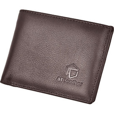 Ví Nam Da Bò AT Leather 056 (10 x 8.5 cm) - Nâu