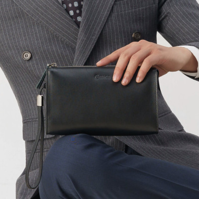 Ví Da Nam Clutch Cầm Tay GENCE HT05 Chất Liệu Da Bò Cao Cấp Hai Màu Nâu Và Đen