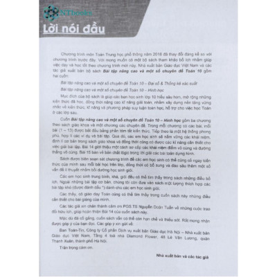 Combo 2 cuốn sách Bài tập nâng cao và một số chuyên đề toán 10 ( Hình Học + Đại số - thông kê xắc suất )