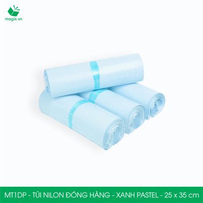MT1DP - 25x35 cm  - Túi nilon gói hàng - 300 túi niêm phong đóng hàng màu xanh pastel