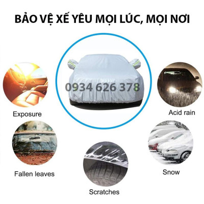 Bạt phủ xe ô tô Vinfast Vfe34 3 lớp tráng bạc thông minh, chất liệu vải dù oxford cao cấp, áo chùm bảo vệ xe 4,5,7 chỗ 