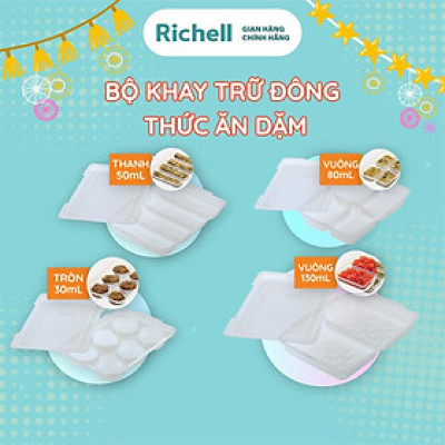 Bộ khay trữ đông thức ăn dặm Richell Nhật Bản có nắp đậy 30-50-80-120ml | Baby