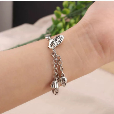 LẮC TAY HOA SEN KHẮC LỤC TỰ OM MANI XOAY ĐƯỢC