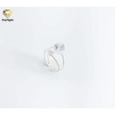 Nhẫn bạc Ý 925 Huệ Ngân-Nhẫn 2 Hàng Ổ Cao RR1528