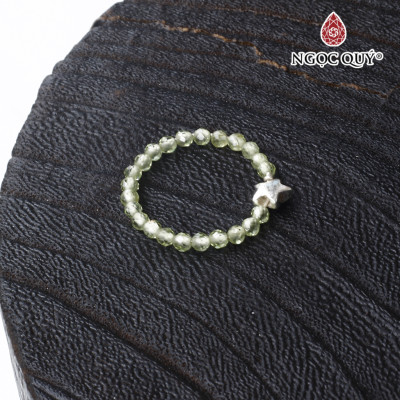 Nhẫn bạc ngôi sao đá thạch anh xanh mệnh hỏa mộc - Ngọc Quý Gemstones