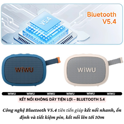 Loa di động thể thao magnetic bluetooth V5.4 kết nối không dây 10m, bass mạnh, chống nước IPx6 hiệu WIWU GO FUN - kết nối 2 loa TWS 1 chạm, sử dụng 21h liên tục cho iPhone iPad Oppo huawei Vivo - Hàng nhập khẩu
