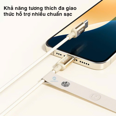Dây cáp sạc nhanh 100W ROCKSPACE R18 chuẩn typeC to typeC - Hàng chính hãng bảo hành 12 tháng